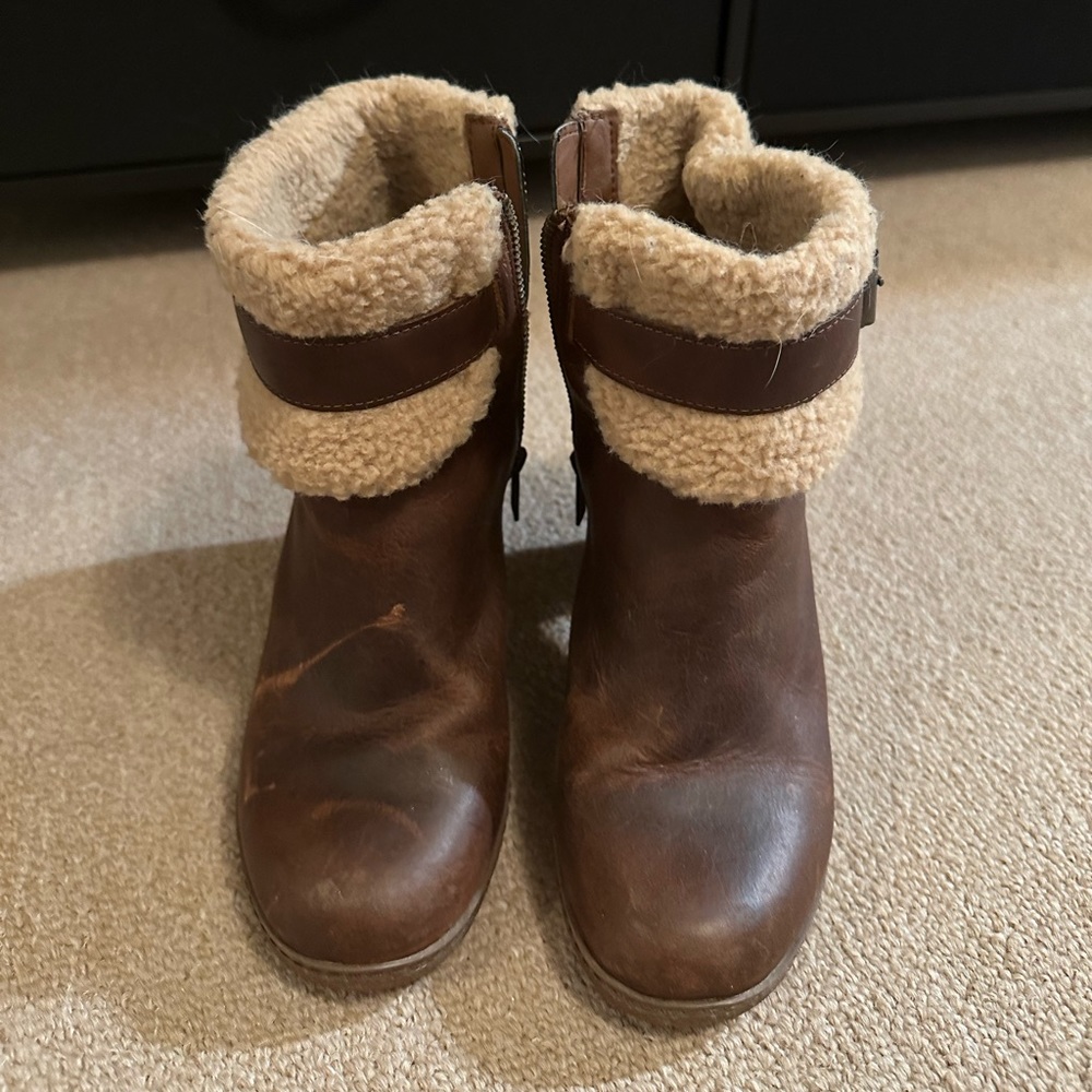 Timberland Faux Fur Leather High Heel Boots